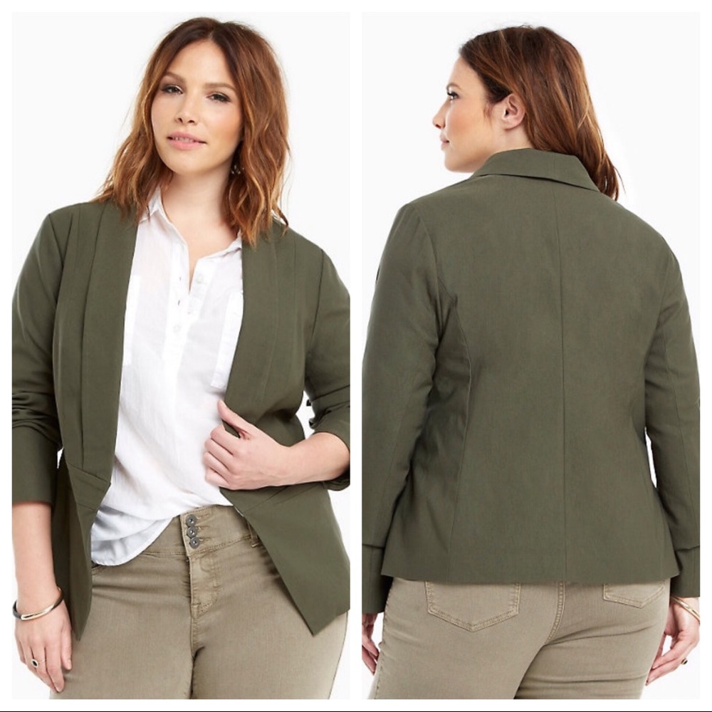 OLIVE CUT AWAY BLAZER